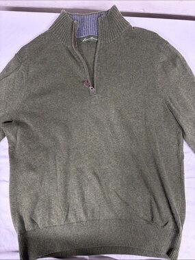 Lands' End Olive Green Half-Zip Men's Sweater